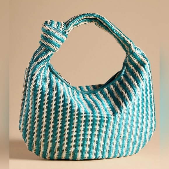 The Brigitte Satchel by Melie Bianco: Raffia Edition TURQUOISE Holiday Gift Idea - Picture 1 of 8